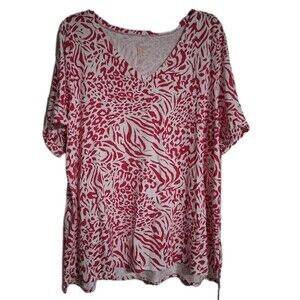 Women's Belle Kim Gravel Hot Pink Leopard Tunic Tee Size XL